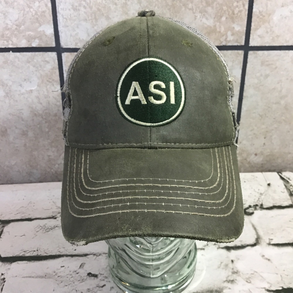 ASI Hat Mens Mossy Oak Camo Distressed Adjustable Ball Cap
